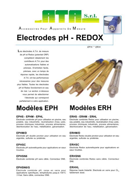 Electrodes pH - REDOX - A.T.A. srl