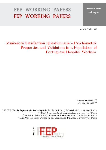 Minnesota Satisfaction Questionnaire - FEP - Working Papers