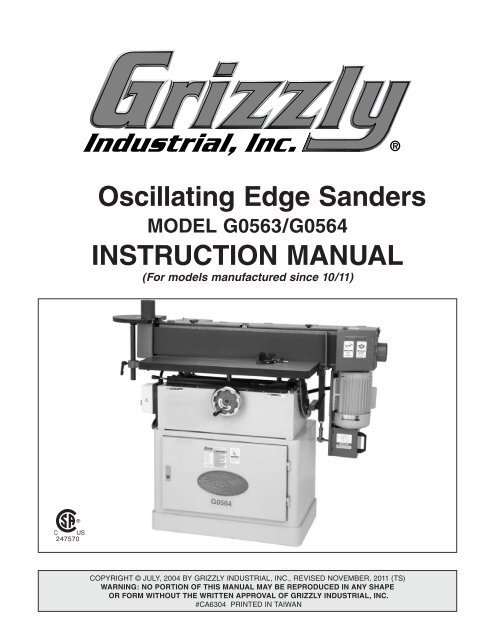 Oscillating Edge Sanders InStructIOn ManuaL - Grizzly.com