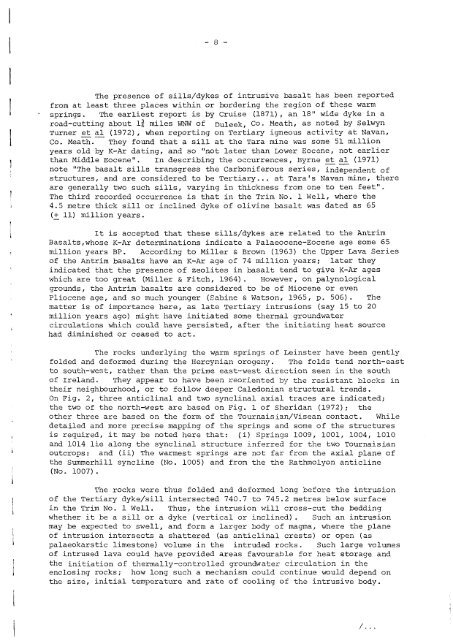 Hydrogeothermal Conditions in Ãire - Geological Survey of Ireland