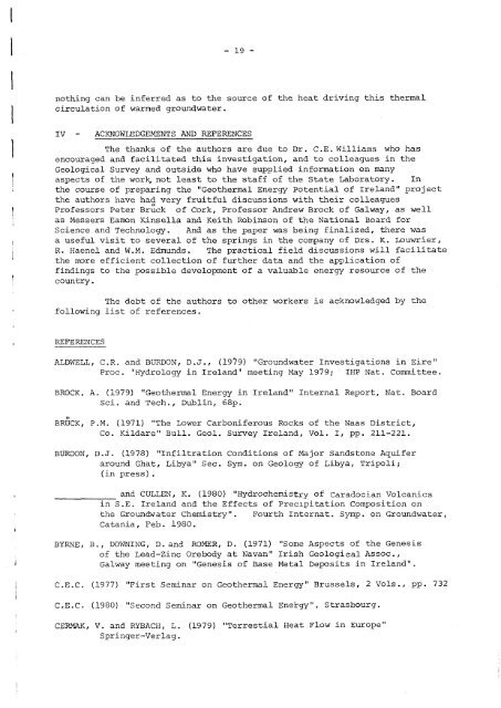 Hydrogeothermal Conditions in Ãire - Geological Survey of Ireland