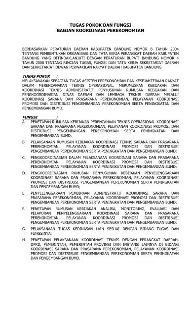 Bagian Koordinasi Perekonomian - Pemerintah Kabupaten Bandung