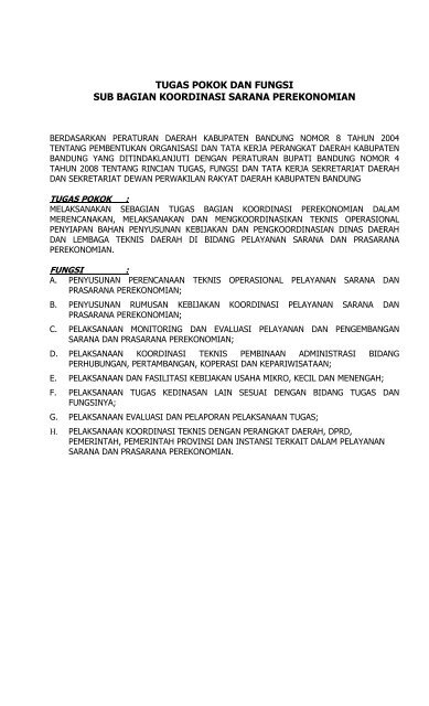Bagian Koordinasi Perekonomian - Pemerintah Kabupaten Bandung