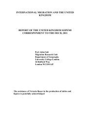 Report of the United Kingdom SOPEMI Correspondent to the OECD