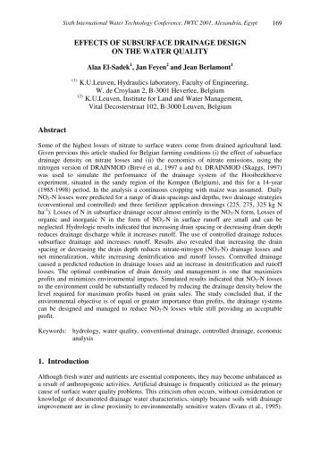 Effects of Subsurface Drainage Design on the Water Quality - IWTC