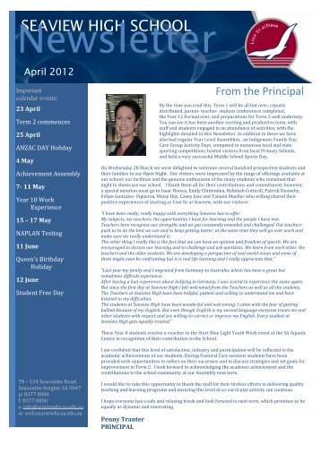 March 2012 Newsletter - Seaview High School