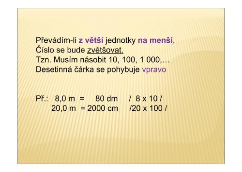 převody jednotek - Základní škola Náměstí Nový Bor