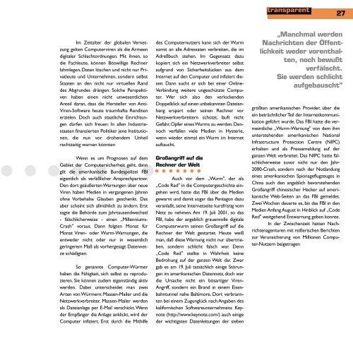 Transparent Ausgabe 1 (2001) - Transparent-online.de