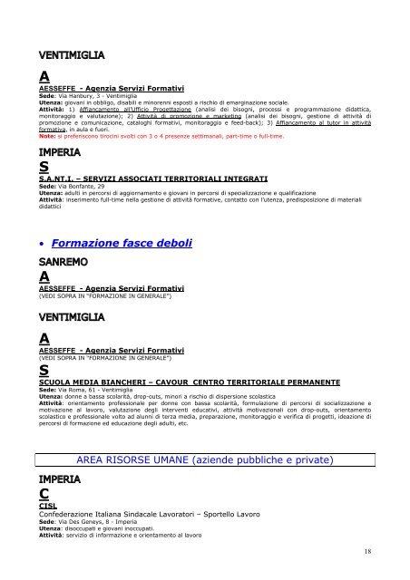 Formatori - aggiornata a febbraio 2008 - Scienze della Formazione