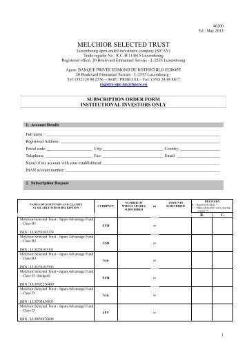 Melchior Selected Trust - Banque Privée Edmond de Rothschild ...