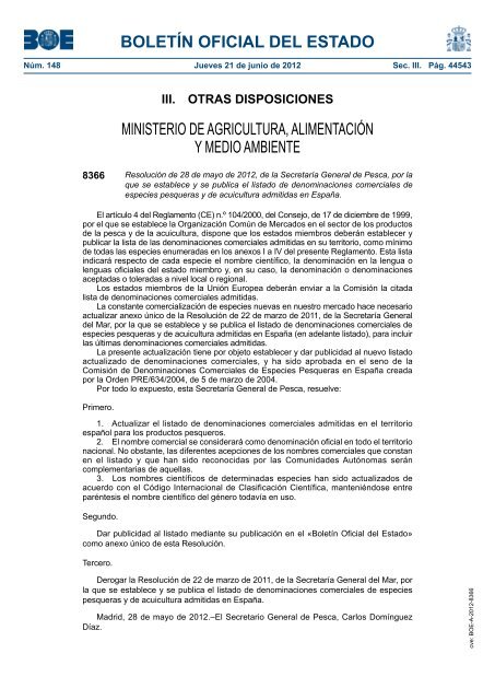 DisposiciÃƒÂ³n 8366 del BOE nÃƒÂºm. 148 de 2012 - BOE.es