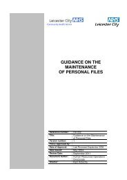 GUIDANCE ON THE MAINTENANCE OF PERSONAL FILES