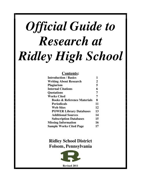 Ridley Research Guide - Ridley School District