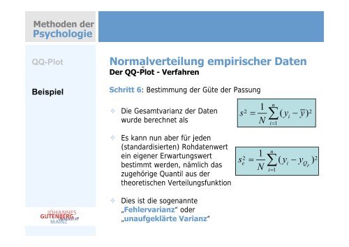 QQ-Plot Beispiel - Johannes Gutenberg-UniversitÃ¤t Mainz
