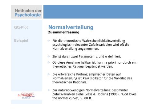 QQ-Plot Beispiel - Johannes Gutenberg-UniversitÃ¤t Mainz