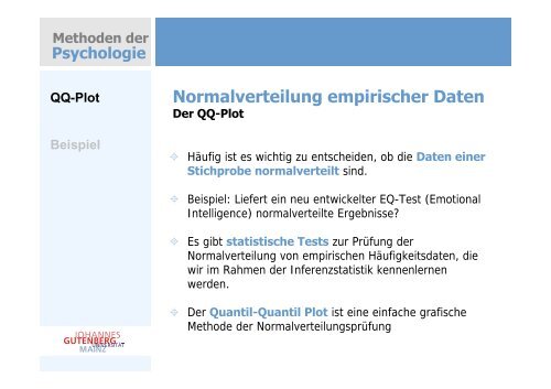 QQ-Plot Beispiel - Johannes Gutenberg-UniversitÃ¤t Mainz