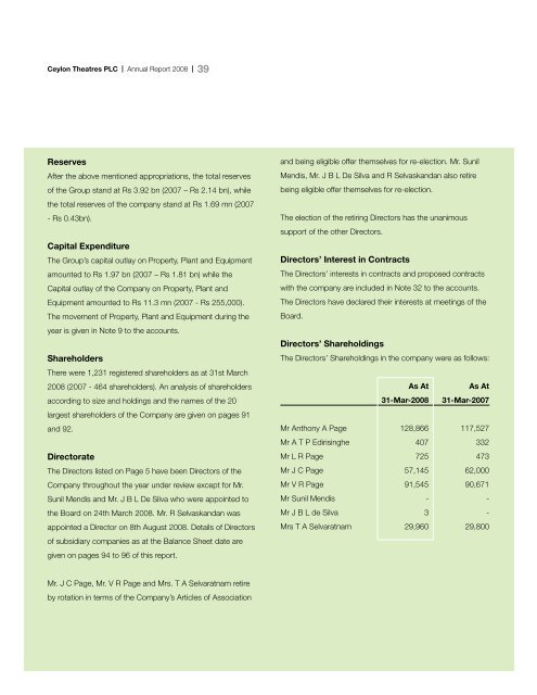 Annual Report - 2008 - Colombo Stock Exchange