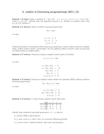 2. zadaća iz Linearnog programiranja 2011./12.