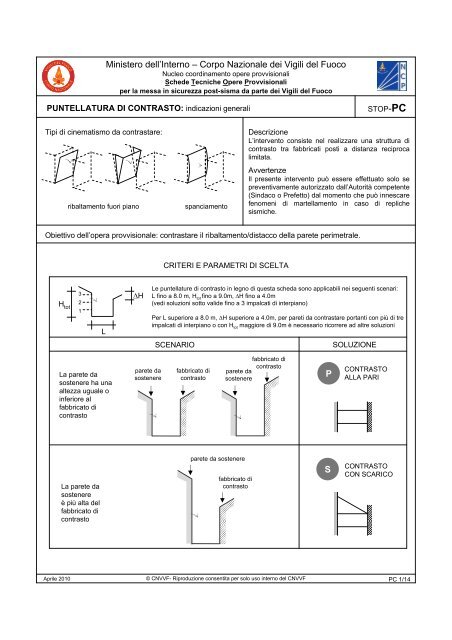 Schede Tecniche Opere Provvisionali per la messa in sicurezza ...