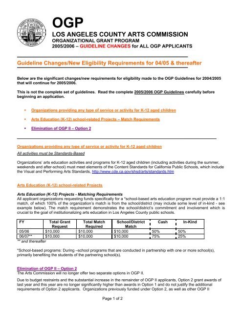 05/06 OGP Guideline Changes - Los Angeles County Arts ...