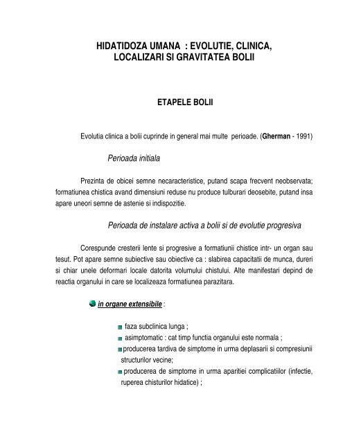 Hidatidoza umana: evolutie clinica, localizari si ... - Medikal.ro