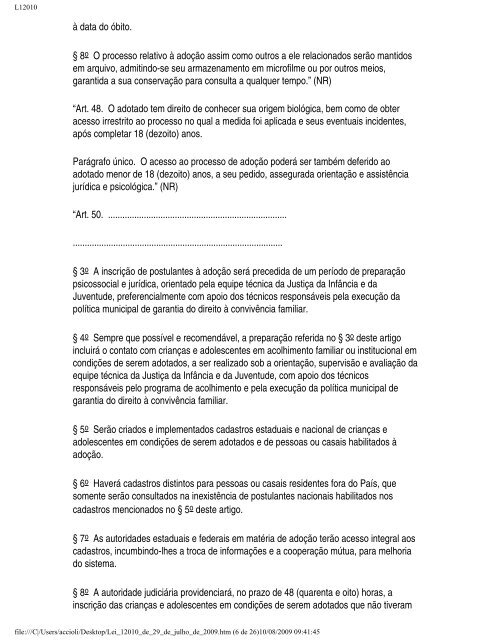 lei nÂº 12.010, de 29 de julho de 2009.