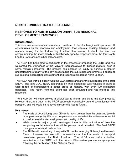 NORTH LONDON STRATEGIC ALLIANCE RESPONSE TO NORTH ...