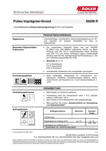 Technisches Merkblatt - ADLER - Lacke