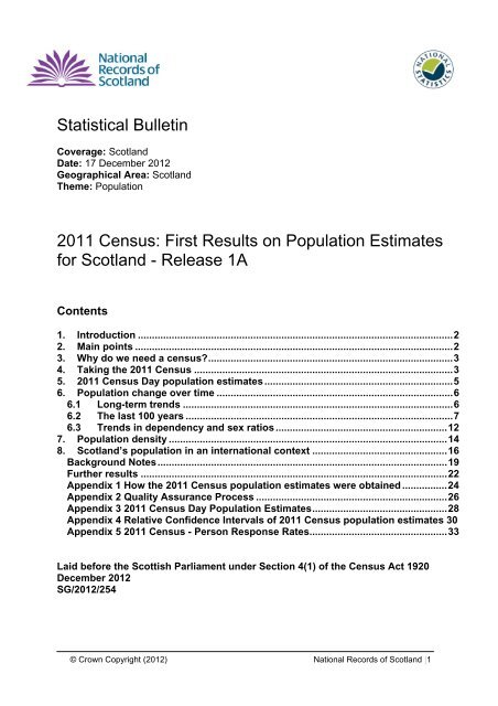 Statistical 2011 Census: First Results on Population ...