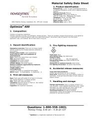 1-800-558-1003; Material Safety Data Sheet Optimize ... - Novozymes