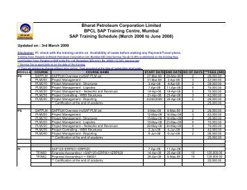 Bharat Petroleum Corporation Limited BPCL SAP Training Centre ...