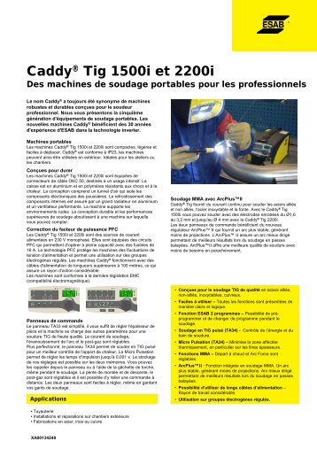 CaddyÂ® Tig 1500i e et 2200i