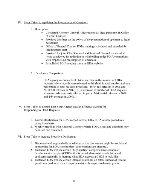 Chief FOIA Officer Report for (bureau) - Department of Commerce