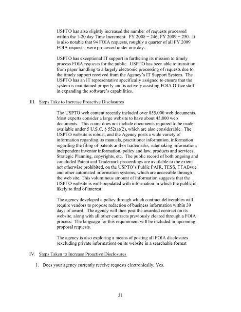 Chief FOIA Officer Report for (bureau) - Department of Commerce