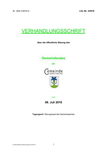 VERHANDLUNGSSCHRIFT - Geretsberg