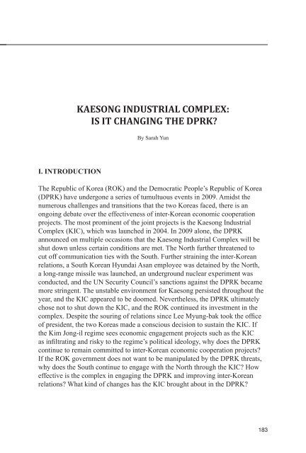 Kaesong Industrial Complex - US-Korea Institute at SAIS