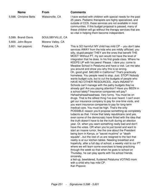 California Legislators We the undersigned are in opposition to the ...