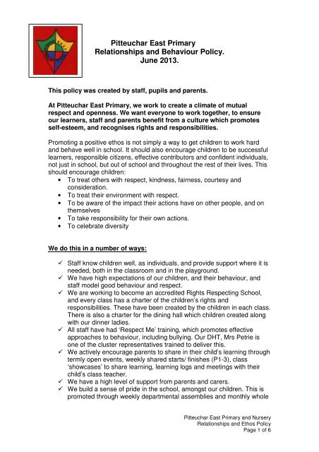 Pitteuchar East Primary Relationships and Behaviour ... - Home Page