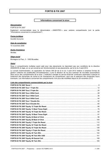 FORTIS B FIX 2007 - BNP Paribas Investment Partners