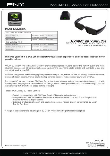 NVIDIAÂ® 3D Vision Pro Datasheet - PNY