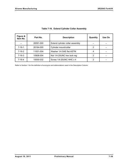 XR2050 Parts Manual - Xtreme Manufacturing