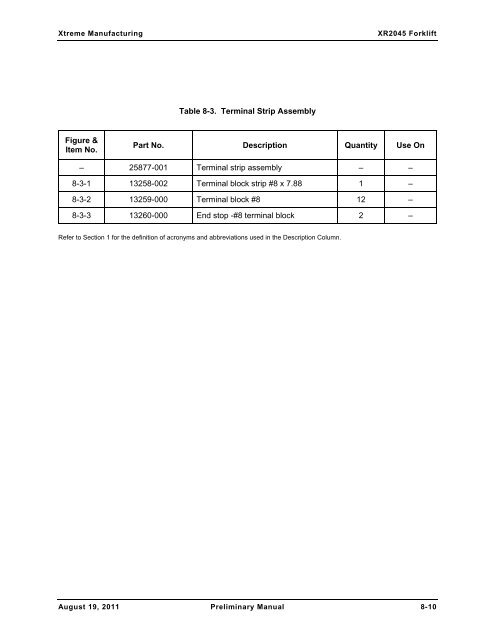 XR2050 Parts Manual - Xtreme Manufacturing