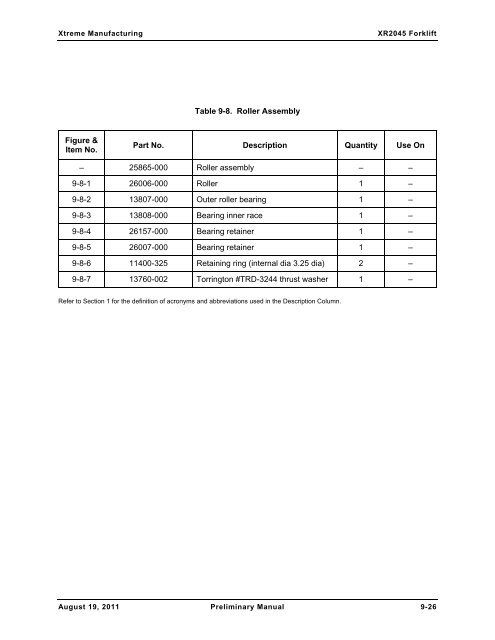 XR2050 Parts Manual - Xtreme Manufacturing