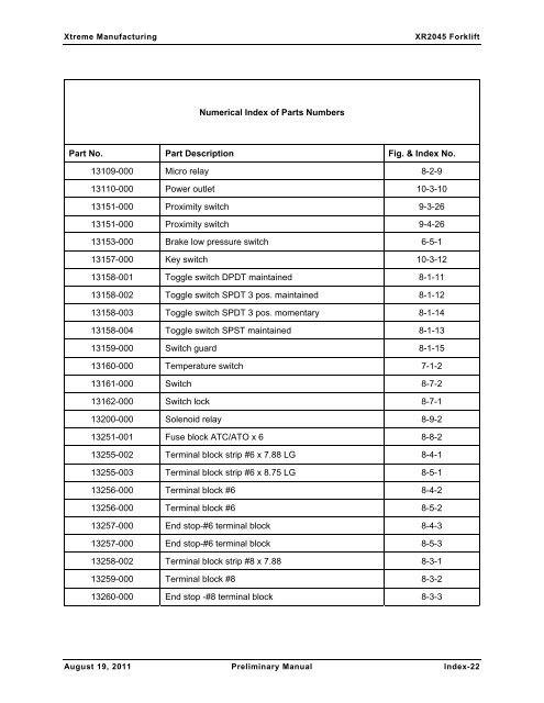 XR2050 Parts Manual - Xtreme Manufacturing