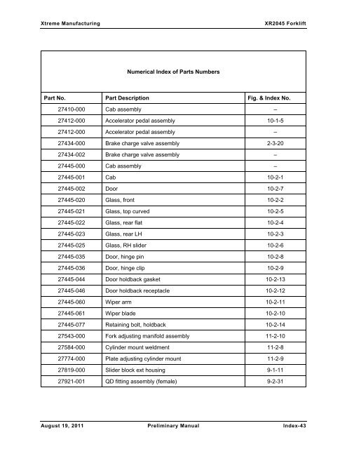 XR2050 Parts Manual - Xtreme Manufacturing