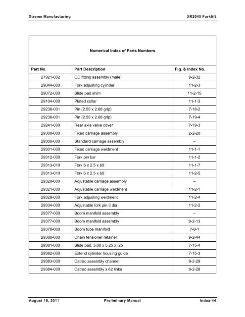 XR2050 Parts Manual - Xtreme Manufacturing