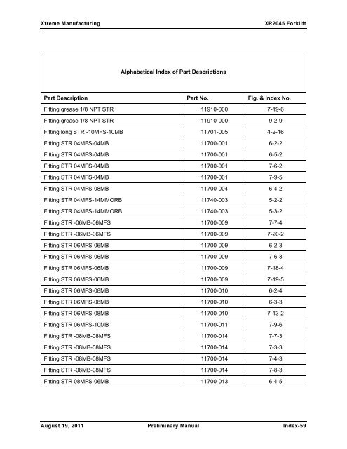 XR2050 Parts Manual - Xtreme Manufacturing