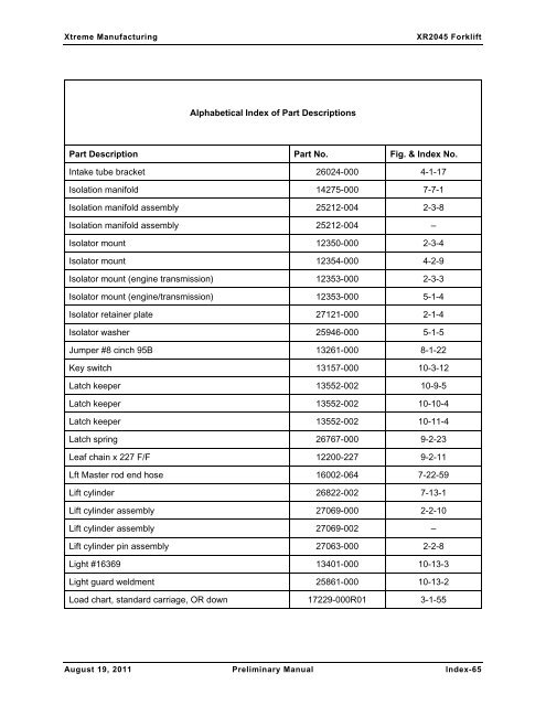 XR2050 Parts Manual - Xtreme Manufacturing