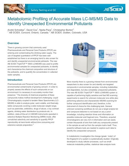 Metabolomic Profiling of Accurate Mass LC-MS/MS - AB Sciex