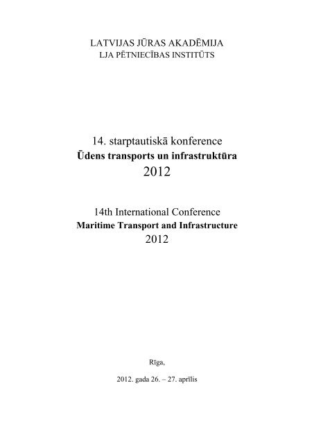 14. starptautiskÄ konference 2012 - Latvijas JÅ«ras akadÄmija